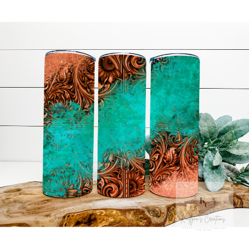 Tooled leather & turquoise